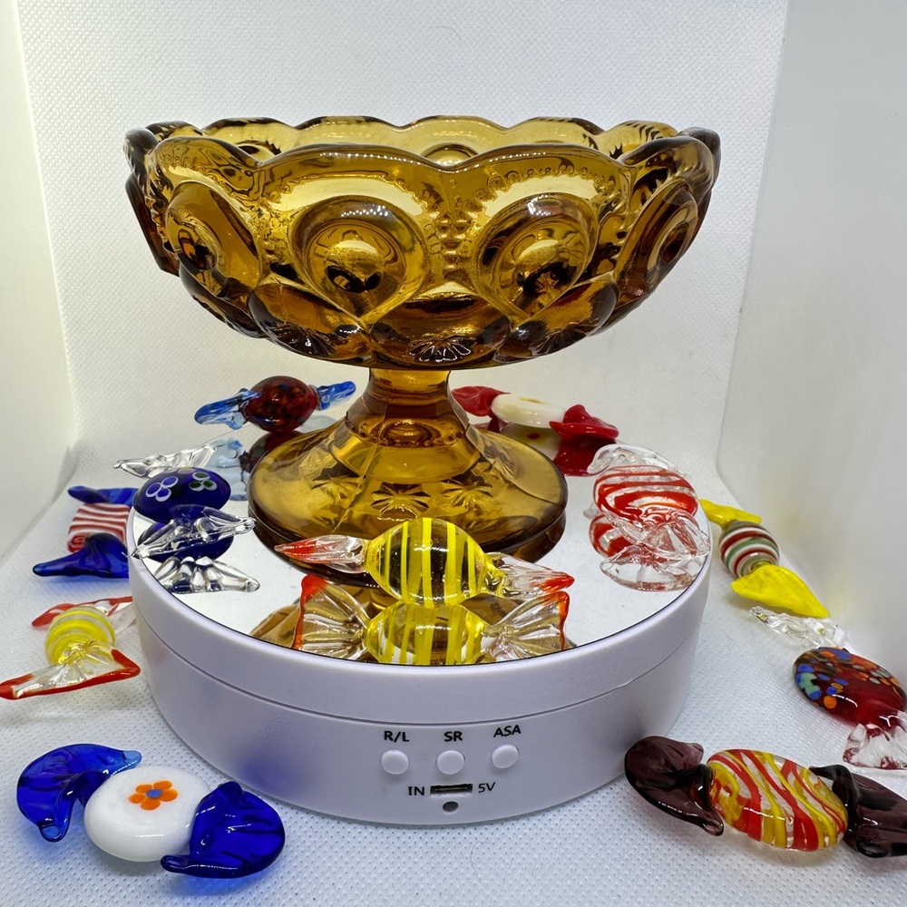Amber Moon and Stars candy dish/compote